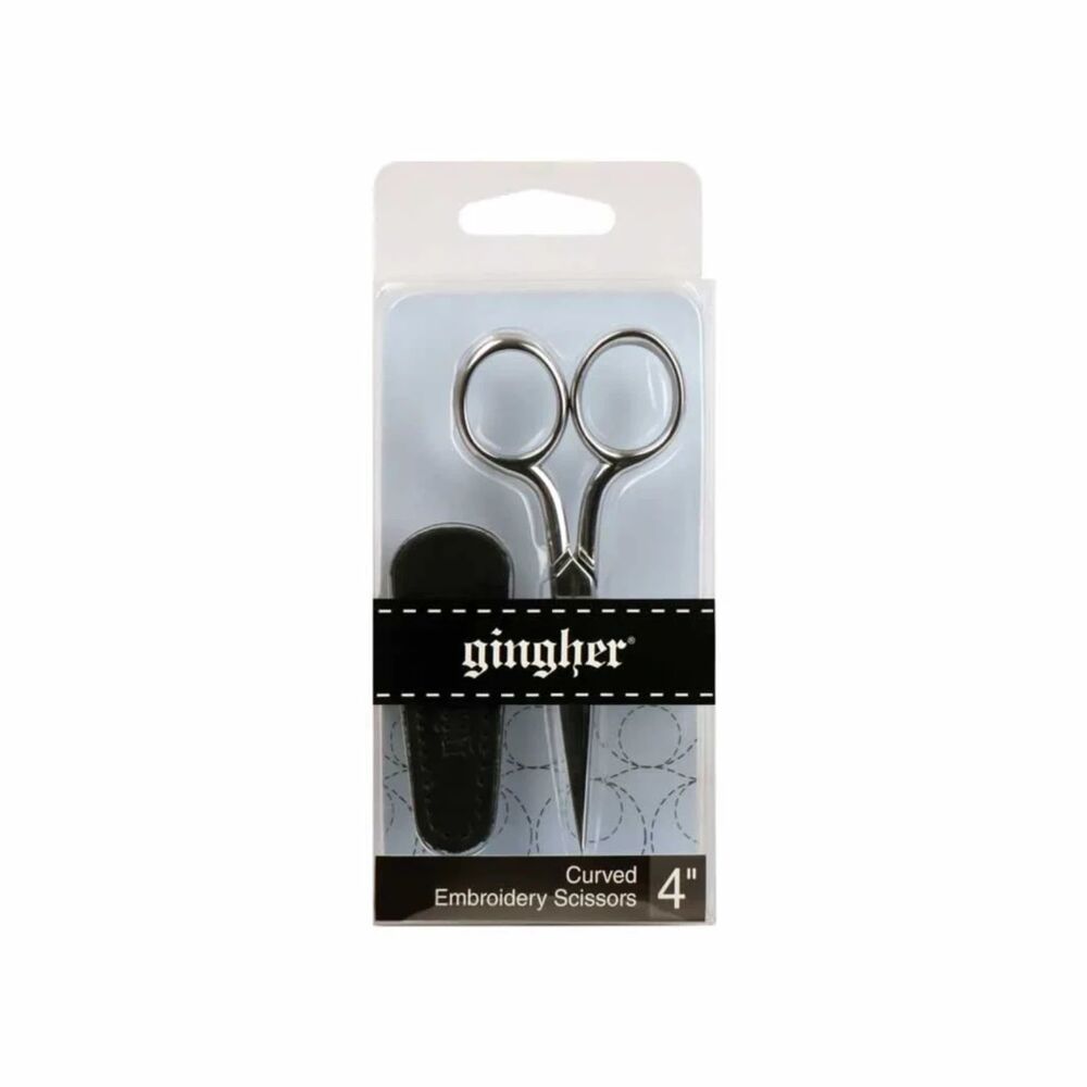 Gingher 4" Curved Embroidery Scissors, Premium Forged Steel Shears